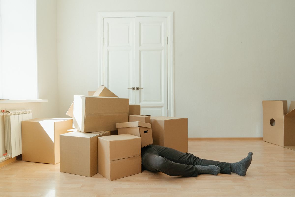 Cajas de mudanza apiladas